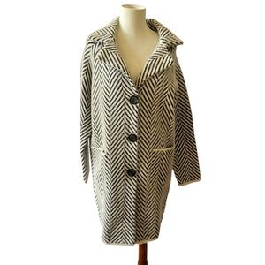 SISTERS COAT S CHEVRON STRIPE RELAXED MID LENGTH SIDE POCKETS FALL LUXURY CHIC